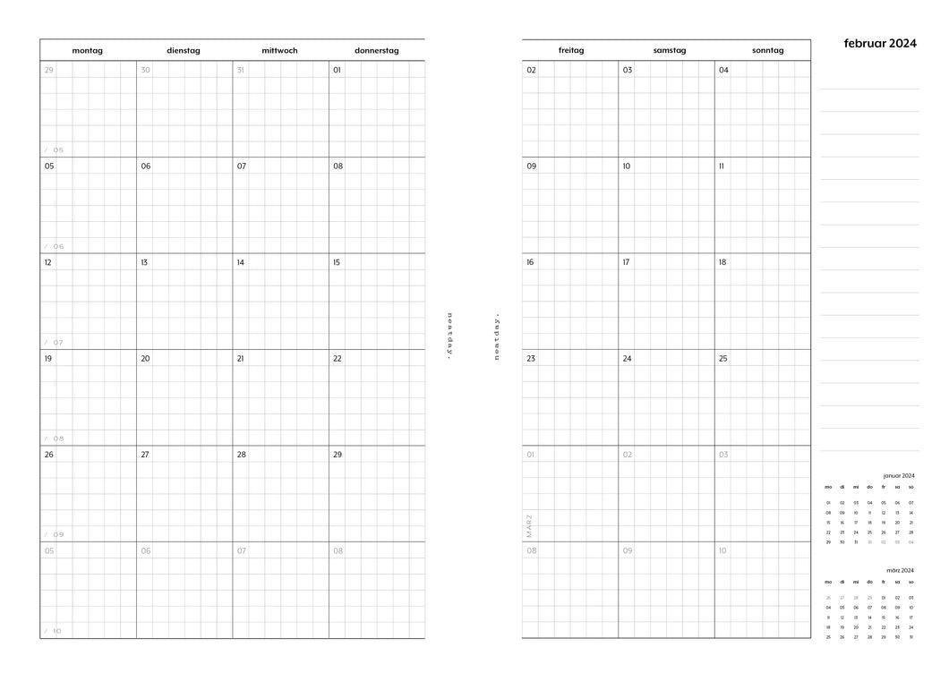 2024 monthly overview dated - no.08 | Insert DIN A5