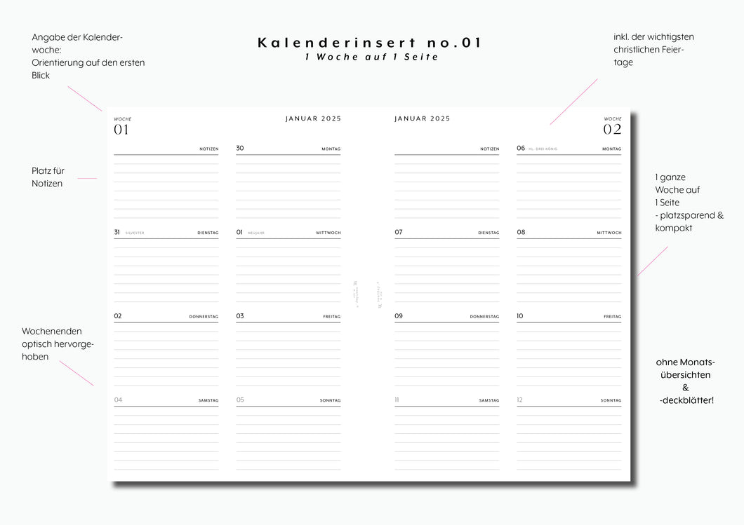 2025 weekly 1w1p - no.01 | Insert Din A5