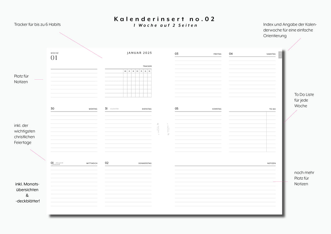 2025 Weekly 1w2p - no.02 | Printable