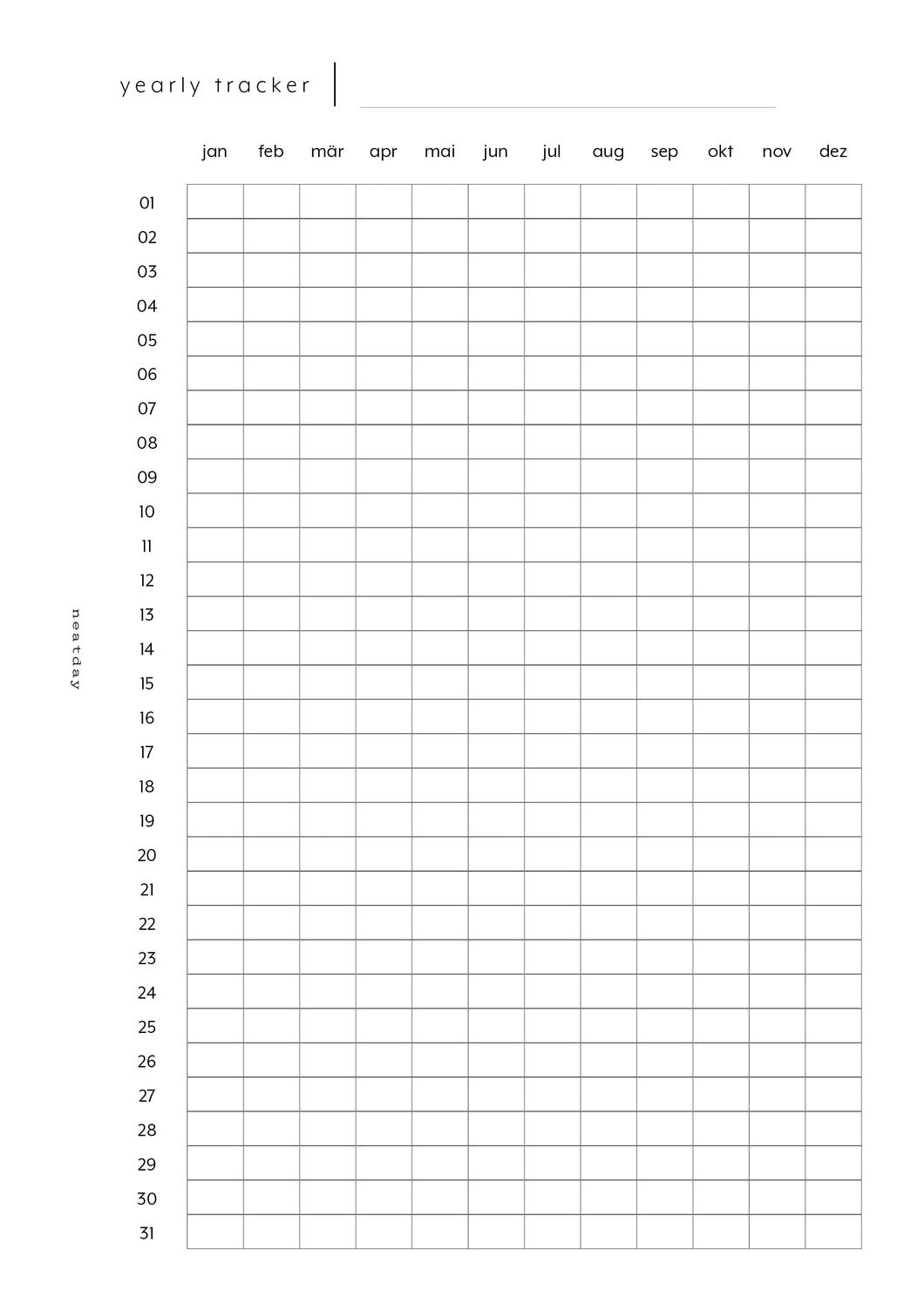 Yearly Tracker - no.207 | Printable